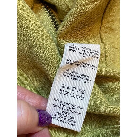 FREE PEOPLE Olive Green Linen Sleeveless Zip-Front‎ Crop Top Size 10 NWT $148.00 - Picture 7 of 7